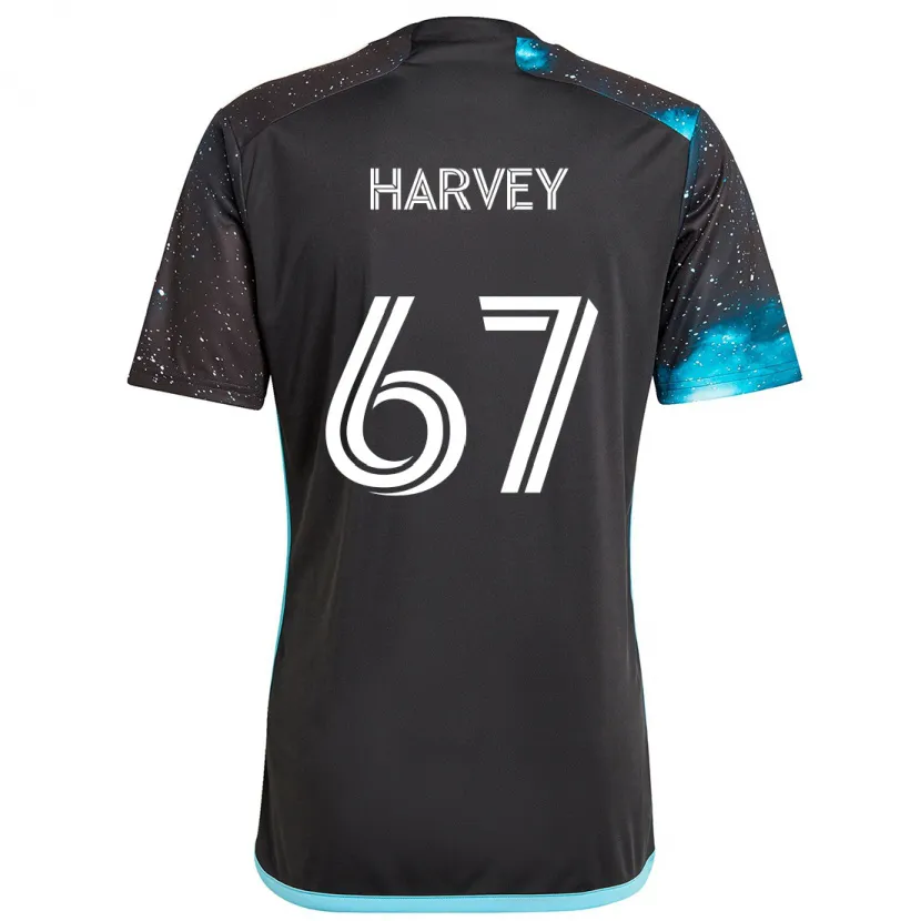 Danxen Niño Camiseta Carlos Harvey #67 Azul Negro 1ª Equipación 2024/25 La Camisa