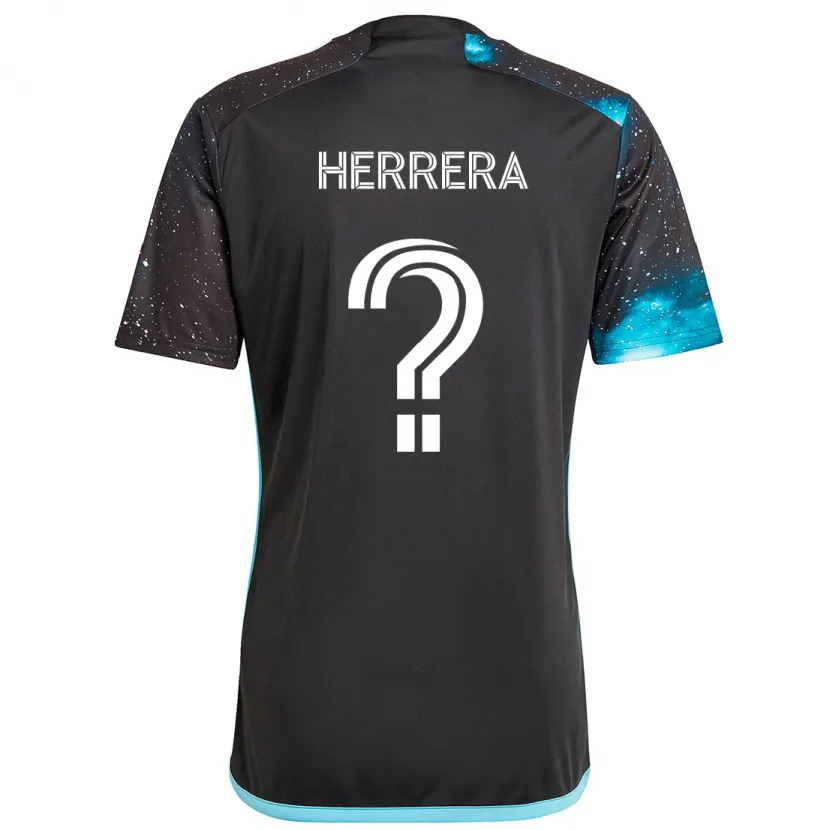 Danxen Niño Camiseta Oscar Herrera #0 Azul Negro 1ª Equipación 2024/25 La Camisa