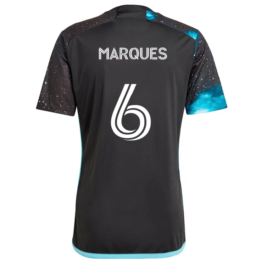 Danxen Niño Camiseta Mikael Marqués #6 Azul Negro 1ª Equipación 2024/25 La Camisa