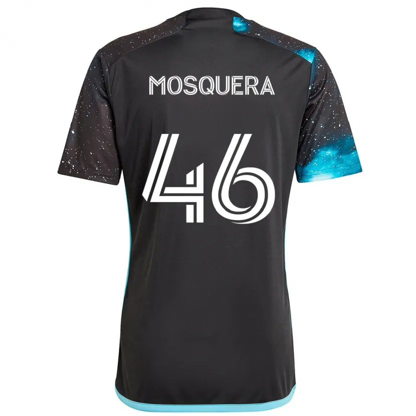 Danxen Niño Camiseta Juan Camilo Mosquera #46 Azul Negro 1ª Equipación 2024/25 La Camisa