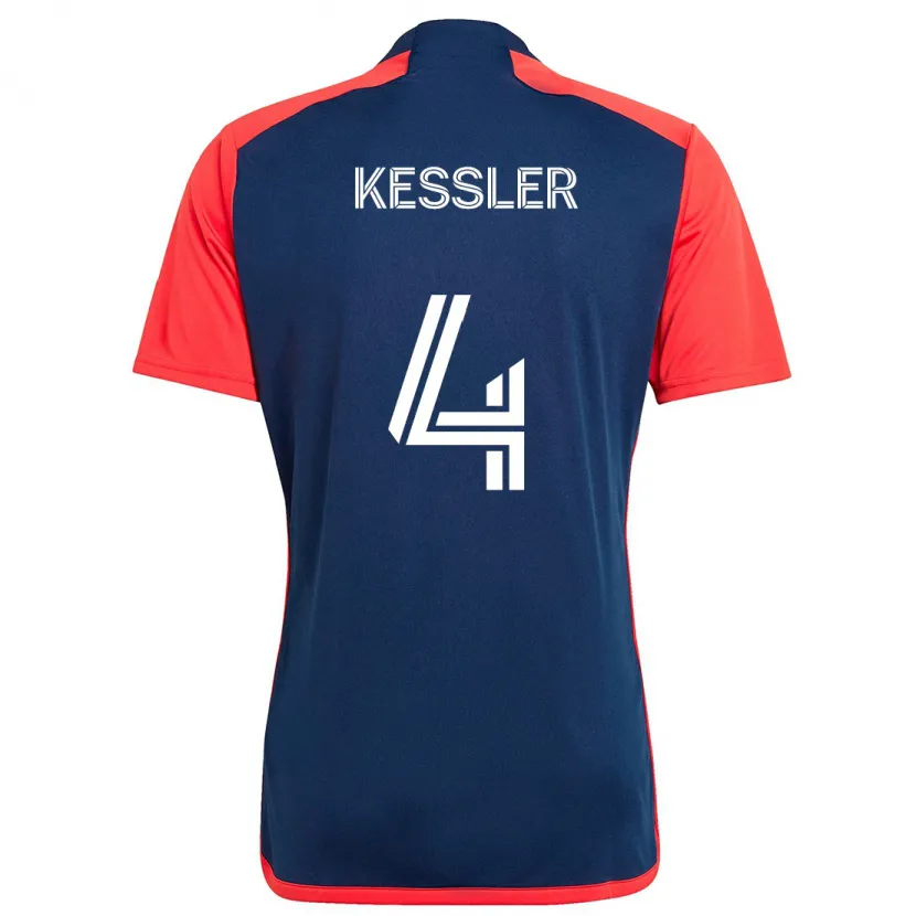 Danxen Niño Camiseta Henry Kessler #4 Azul Rojo 1ª Equipación 2024/25 La Camisa