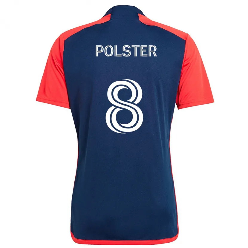 Danxen Niño Camiseta Matt Polster #8 Azul Rojo 1ª Equipación 2024/25 La Camisa