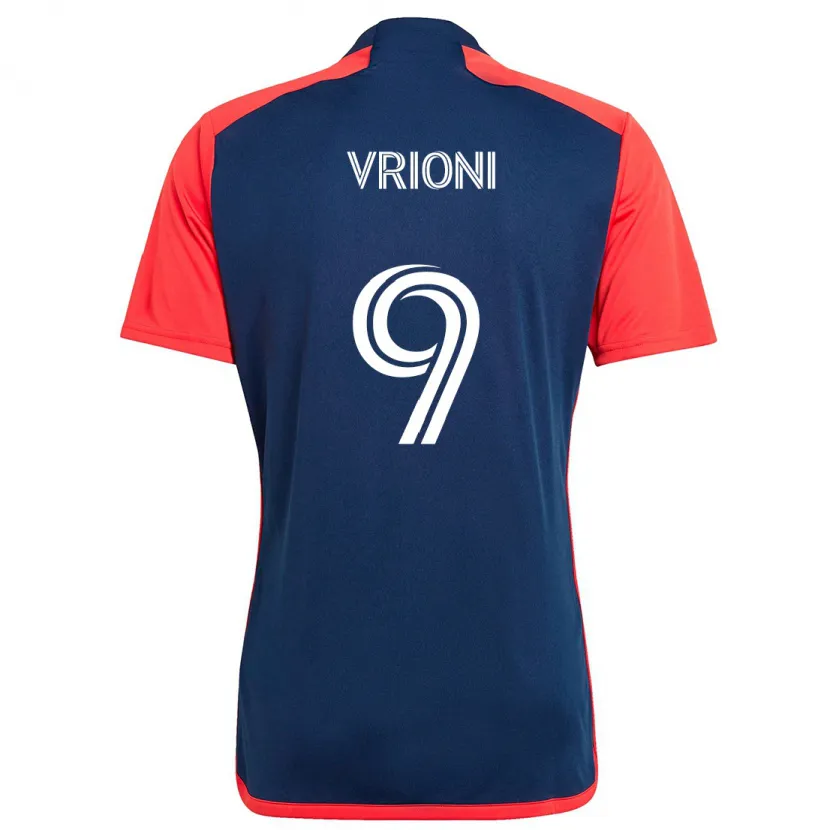 Danxen Niño Camiseta Giacomo Vrioni #9 Azul Rojo 1ª Equipación 2024/25 La Camisa