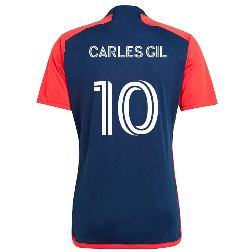 Danxen Niño Camiseta Carles Gil #10 Azul Rojo 1ª Equipación 2024/25 La Camisa