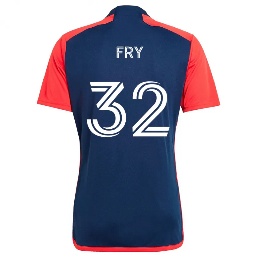 Danxen Niño Camiseta Malcolm Fry #32 Azul Rojo 1ª Equipación 2024/25 La Camisa