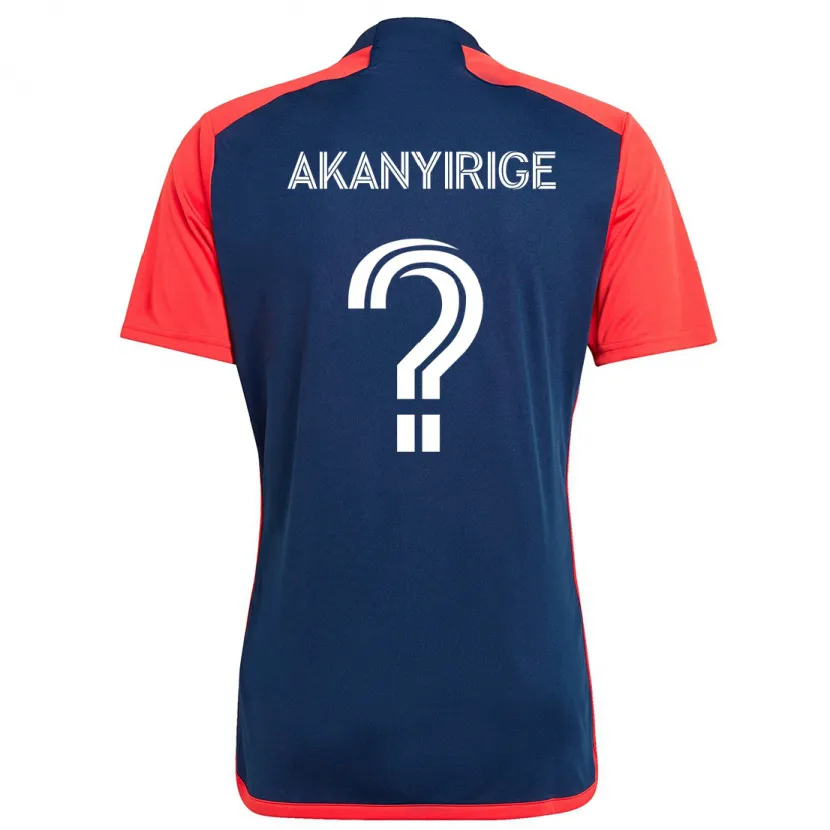 Danxen Niño Camiseta Jacob Akanyirige #0 Azul Rojo 1ª Equipación 2024/25 La Camisa