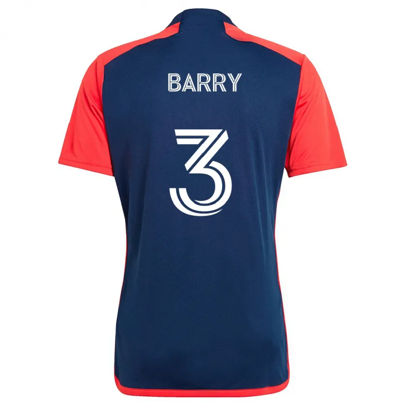 Danxen Niño Camiseta Hesron Barry #3 Azul Rojo 1ª Equipación 2024/25 La Camisa