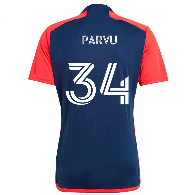 Danxen Niño Camiseta Alexandru Pârvu #34 Azul Rojo 1ª Equipación 2024/25 La Camisa