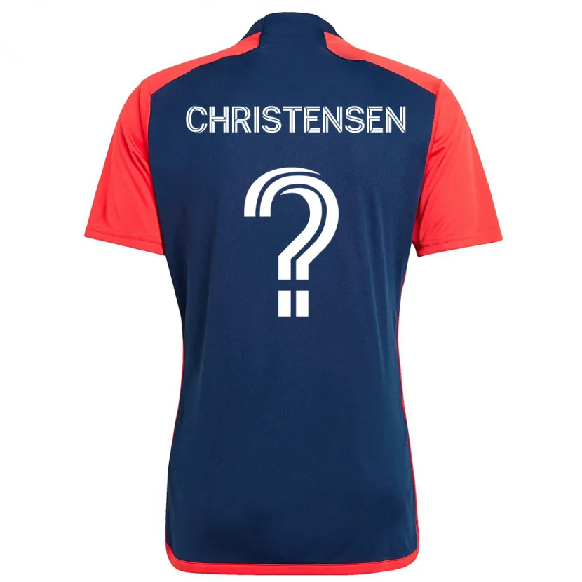 Danxen Niño Camiseta Kevin Christensen #0 Azul Rojo 1ª Equipación 2024/25 La Camisa