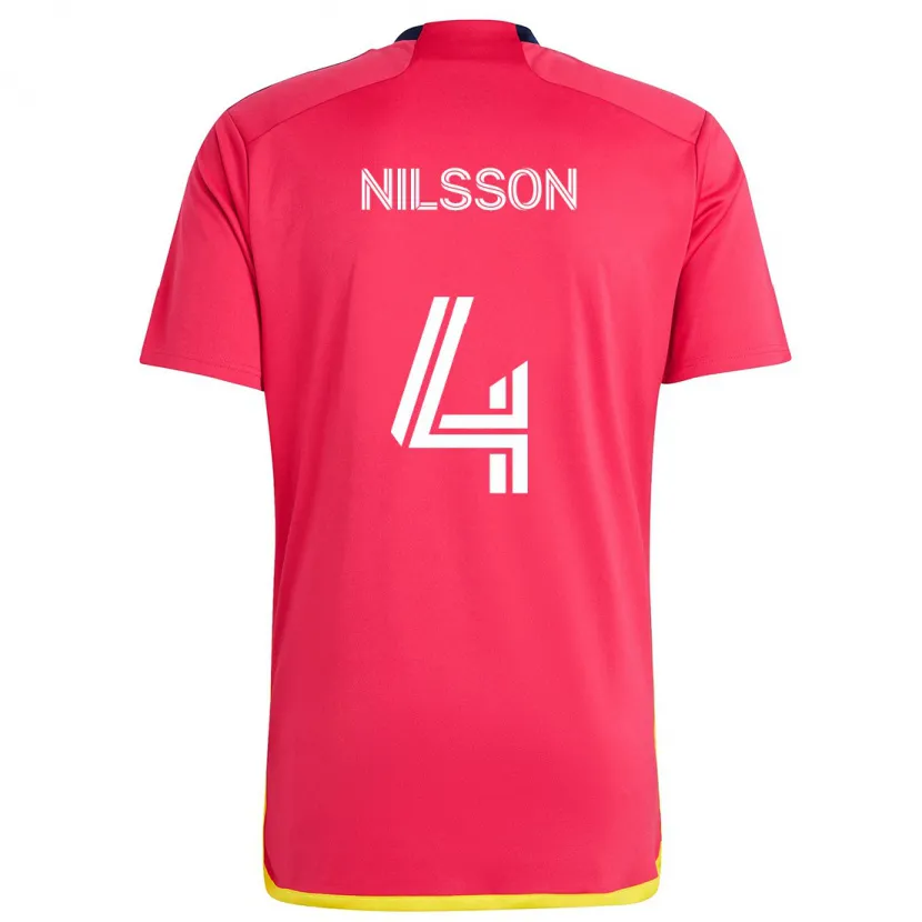 Danxen Niño Camiseta Joakim Nilsson #4 Rojo Azul 1ª Equipación 2024/25 La Camisa