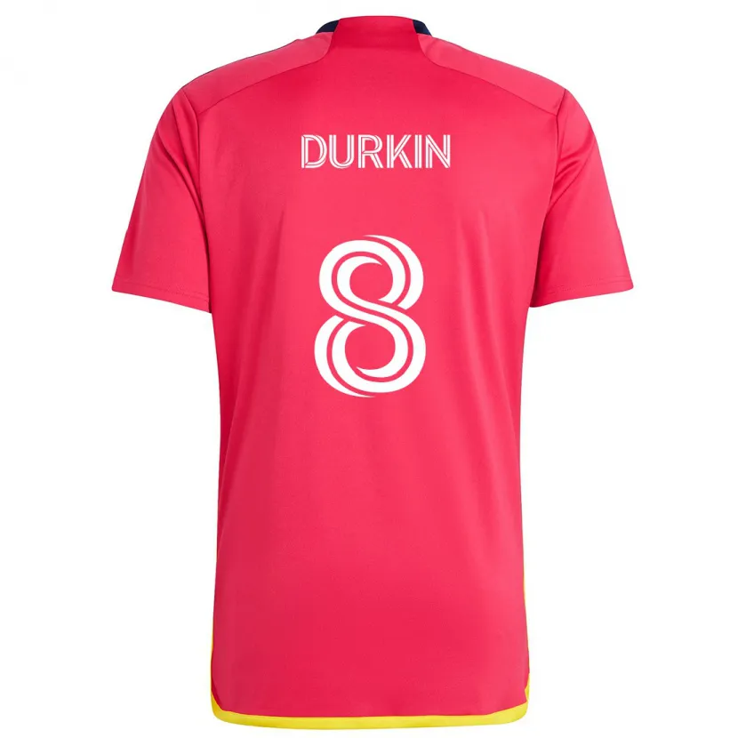 Danxen Niño Camiseta Chris Durkin #8 Rojo Azul 1ª Equipación 2024/25 La Camisa