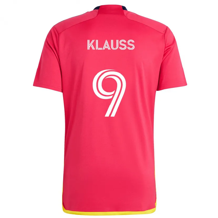 Danxen Niño Camiseta João Klauss #9 Rojo Azul 1ª Equipación 2024/25 La Camisa