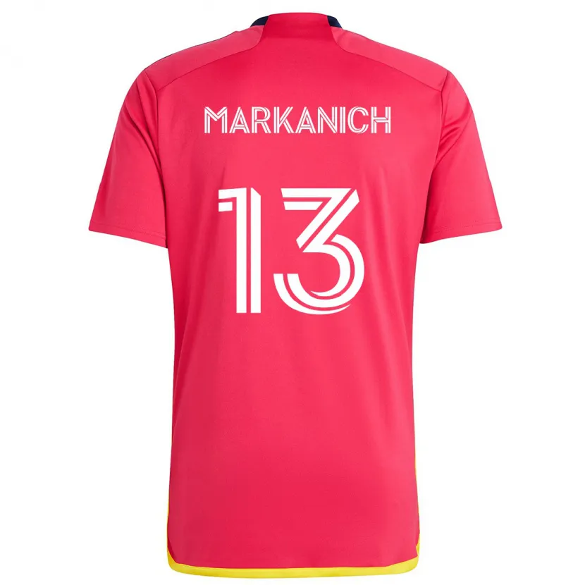 Danxen Niño Camiseta Anthony Markanich #13 Rojo Azul 1ª Equipación 2024/25 La Camisa