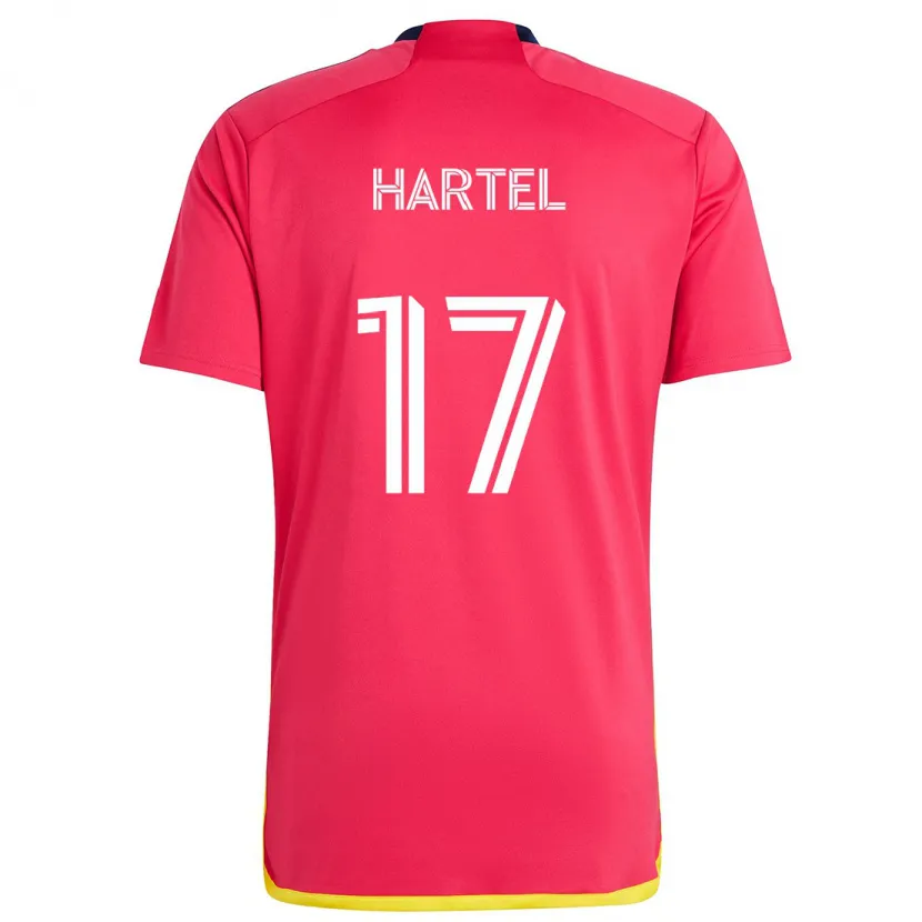 Danxen Niño Camiseta Marcel Hartel #17 Rojo Azul 1ª Equipación 2024/25 La Camisa