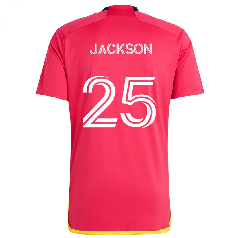 Danxen Niño Camiseta Aziel Jackson #25 Rojo Azul 1ª Equipación 2024/25 La Camisa