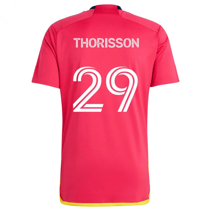 Danxen Niño Camiseta Nökkvi Thórisson #29 Rojo Azul 1ª Equipación 2024/25 La Camisa