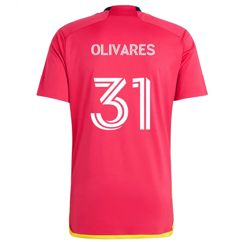 Danxen Niño Camiseta Christian Olivares #31 Rojo Azul 1ª Equipación 2024/25 La Camisa