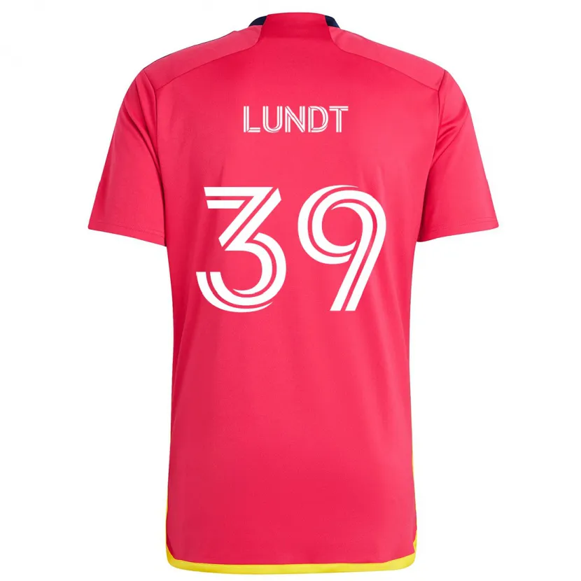 Danxen Niño Camiseta Ben Lundt #39 Rojo Azul 1ª Equipación 2024/25 La Camisa