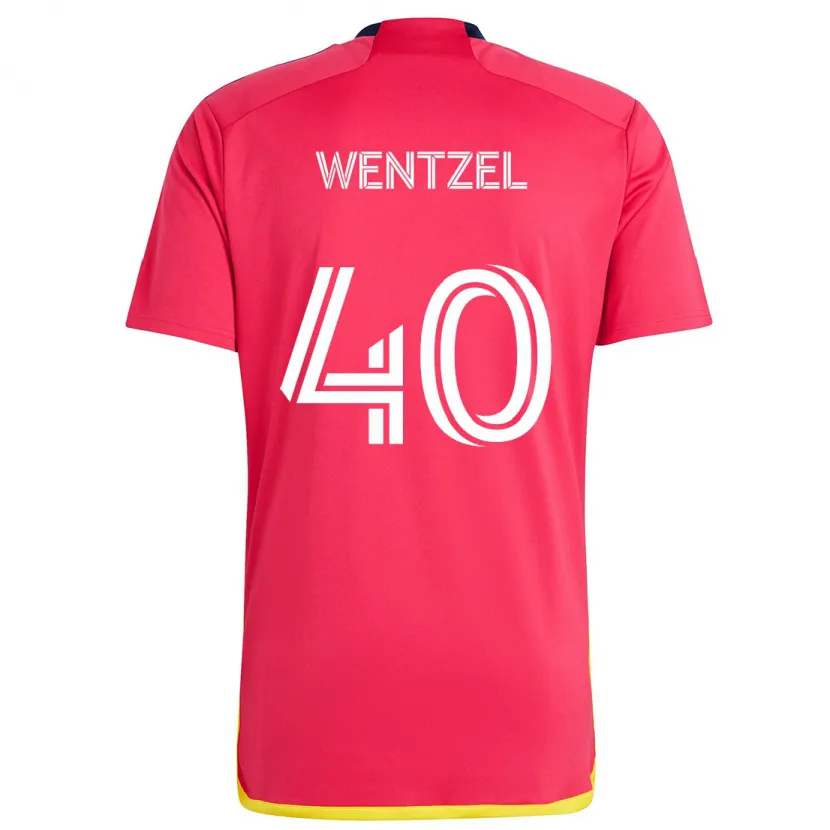 Danxen Niño Camiseta Michael Wentzel #40 Rojo Azul 1ª Equipación 2024/25 La Camisa