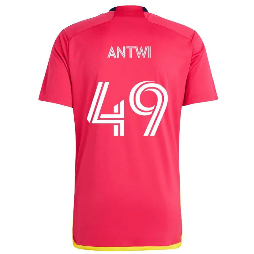 Danxen Niño Camiseta Seth Antwi #49 Rojo Azul 1ª Equipación 2024/25 La Camisa