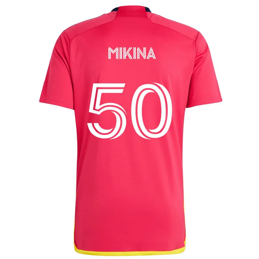 Danxen Niño Camiseta Gabriel Mikina #50 Rojo Azul 1ª Equipación 2024/25 La Camisa