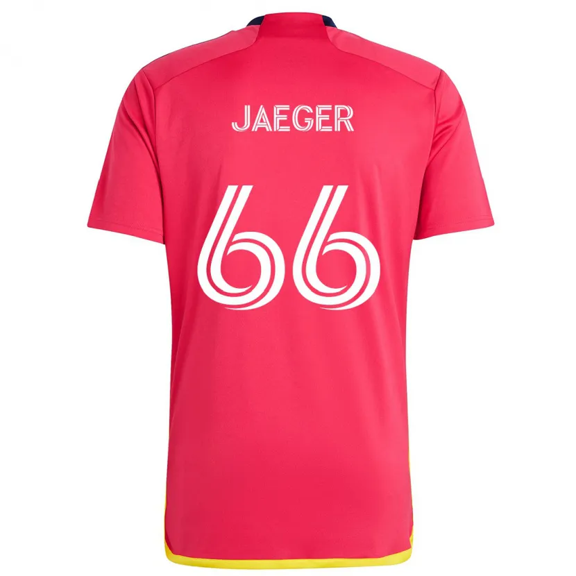 Danxen Niño Camiseta Kai Jaeger #66 Rojo Azul 1ª Equipación 2024/25 La Camisa