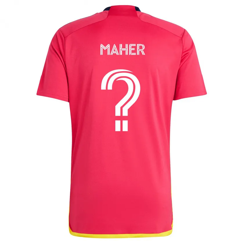 Danxen Niño Camiseta Josh Maher #0 Rojo Azul 1ª Equipación 2024/25 La Camisa