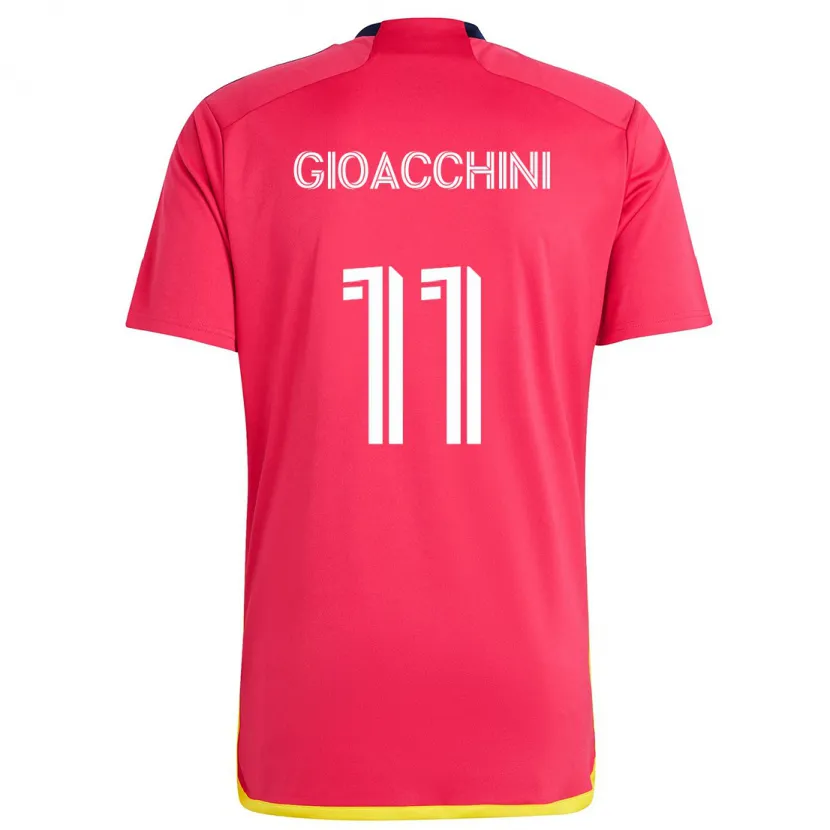 Danxen Niño Camiseta Nicholas Gioacchini #11 Rojo Azul 1ª Equipación 2024/25 La Camisa