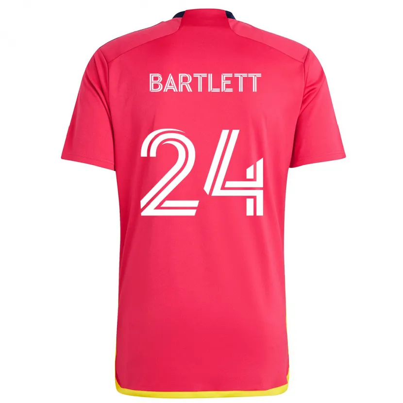 Danxen Niño Camiseta Lucas Bartlett #24 Rojo Azul 1ª Equipación 2024/25 La Camisa