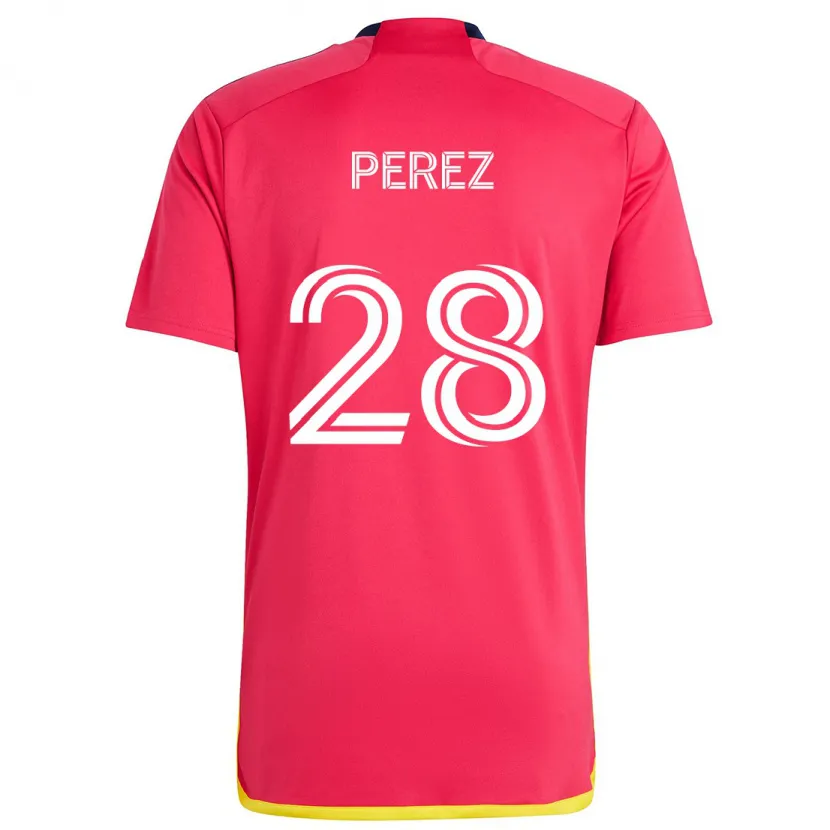 Danxen Niño Camiseta Miguel Perez #28 Rojo Azul 1ª Equipación 2024/25 La Camisa