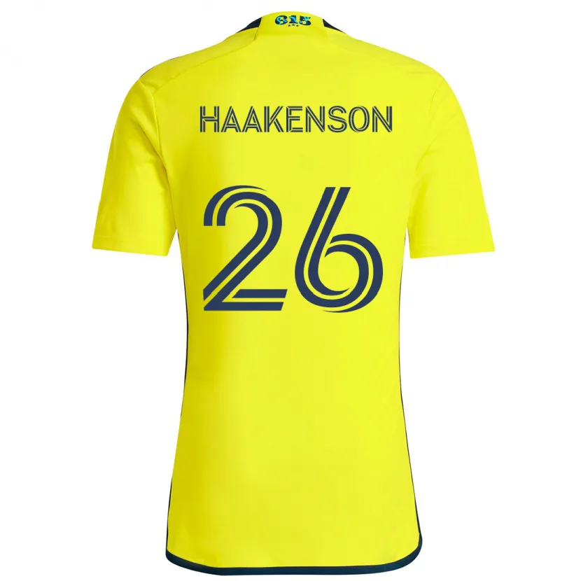 Danxen Niño Camiseta Luke Haakenson #26 Amarillo Azul 1ª Equipación 2024/25 La Camisa