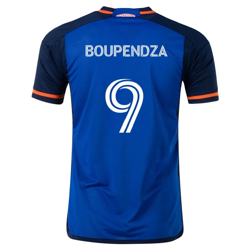 Danxen Niño Camiseta Aaron Boupendza #9 Azul Blanco 1ª Equipación 2024/25 La Camisa