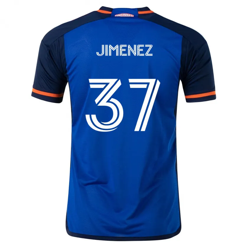 Danxen Niño Camiseta Stiven Jimenez #37 Azul Blanco 1ª Equipación 2024/25 La Camisa