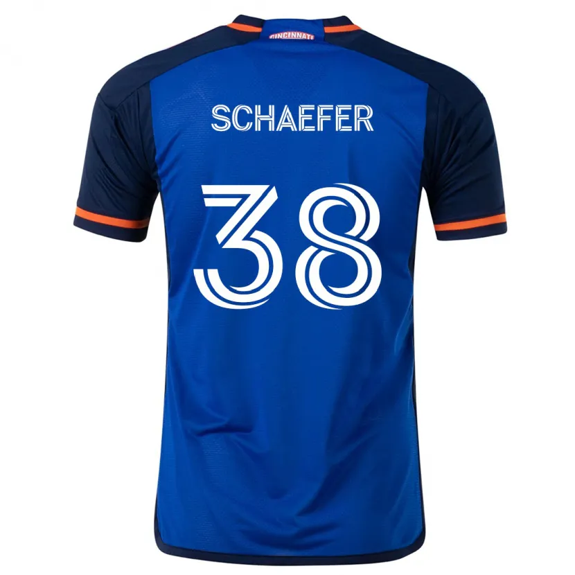 Danxen Niño Camiseta Brian Schaefer #38 Azul Blanco 1ª Equipación 2024/25 La Camisa