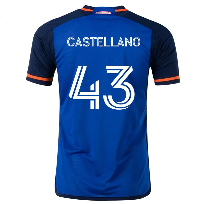 Danxen Niño Camiseta Jesús Castellano #43 Azul Blanco 1ª Equipación 2024/25 La Camisa