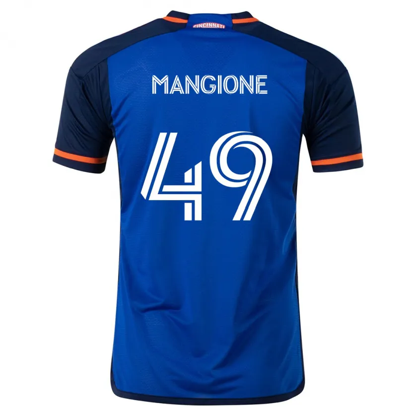 Danxen Niño Camiseta Peter Mangione #49 Azul Blanco 1ª Equipación 2024/25 La Camisa