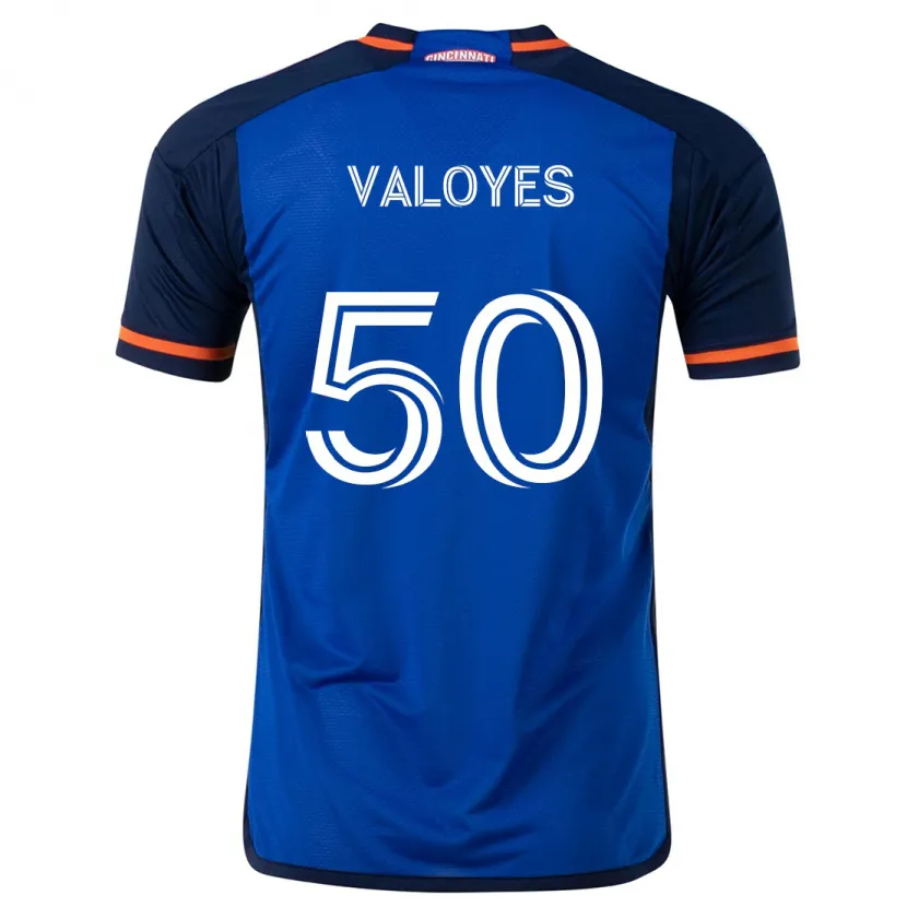 Danxen Niño Camiseta Yeiner Valoyes #50 Azul Blanco 1ª Equipación 2024/25 La Camisa