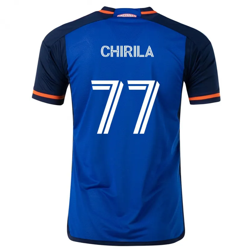 Danxen Niño Camiseta Stefan Chirila #77 Azul Blanco 1ª Equipación 2024/25 La Camisa