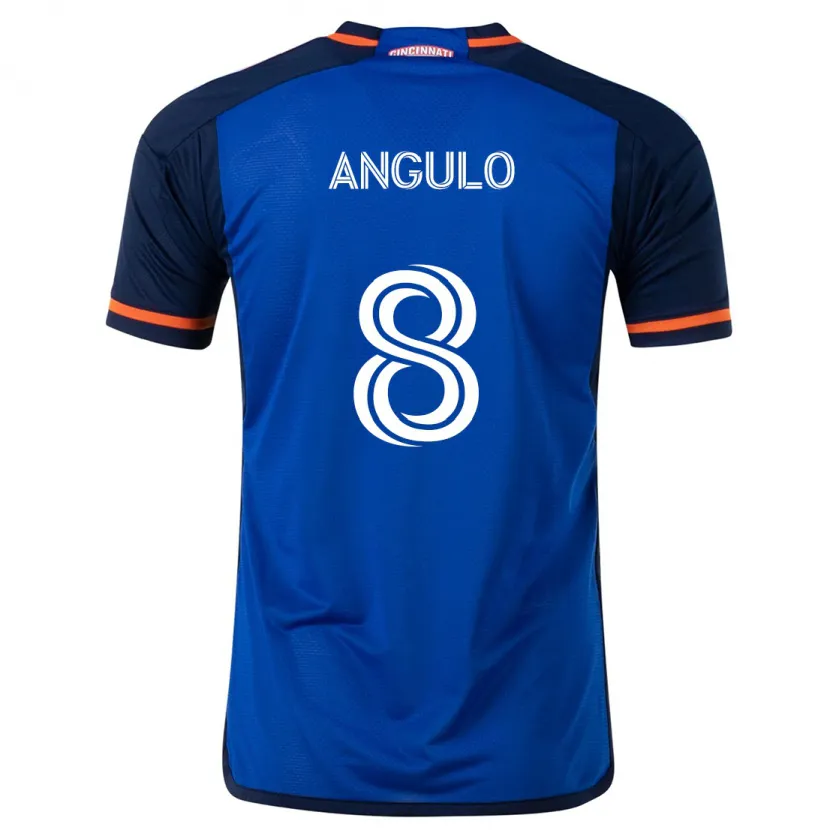 Danxen Niño Camiseta Marco Angulo #8 Azul Blanco 1ª Equipación 2024/25 La Camisa