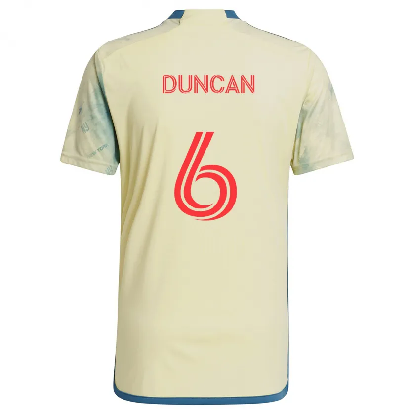 Danxen Niño Camiseta Kyle Duncan #6 Amarillo Rojo Azul 1ª Equipación 2024/25 La Camisa