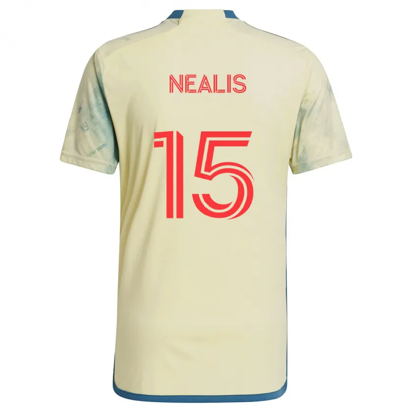 Danxen Niño Camiseta Sean Nealis #15 Amarillo Rojo Azul 1ª Equipación 2024/25 La Camisa