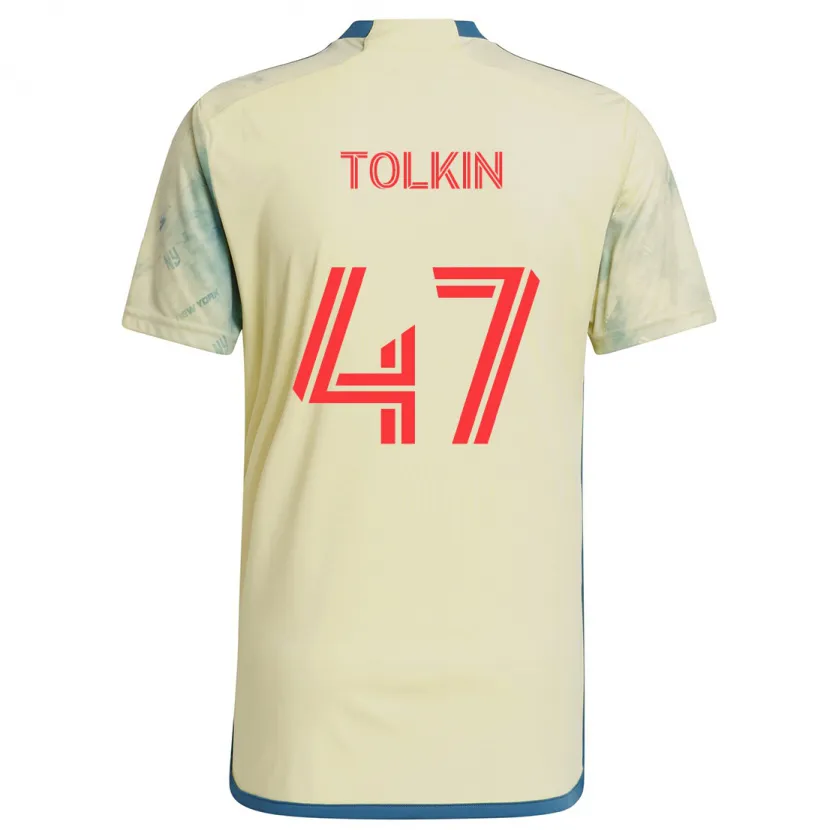 Danxen Niño Camiseta John Tolkin #47 Amarillo Rojo Azul 1ª Equipación 2024/25 La Camisa