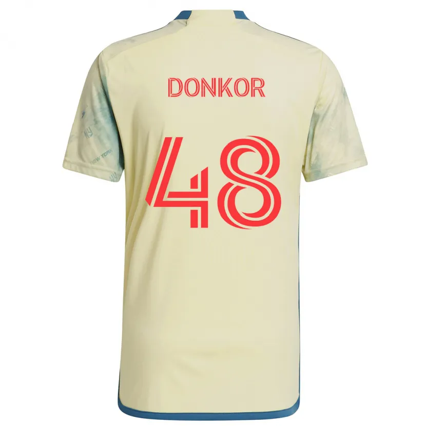 Danxen Niño Camiseta Ronald Donkor #48 Amarillo Rojo Azul 1ª Equipación 2024/25 La Camisa