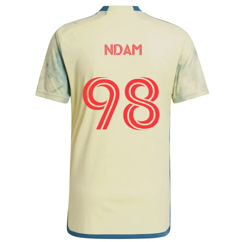 Danxen Niño Camiseta Hassan Ndam #98 Amarillo Rojo Azul 1ª Equipación 2024/25 La Camisa