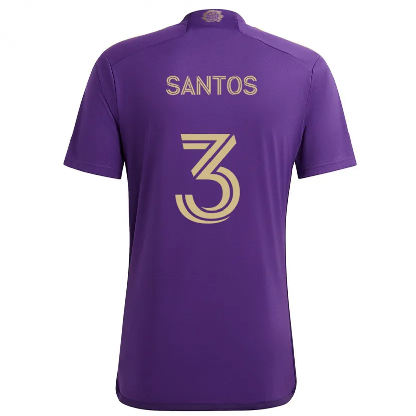 Danxen Niño Camiseta Rafael Santos #3 Púrpura Amarillo 1ª Equipación 2024/25 La Camisa