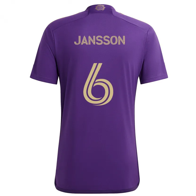 Danxen Niño Camiseta Robin Jansson #6 Púrpura Amarillo 1ª Equipación 2024/25 La Camisa