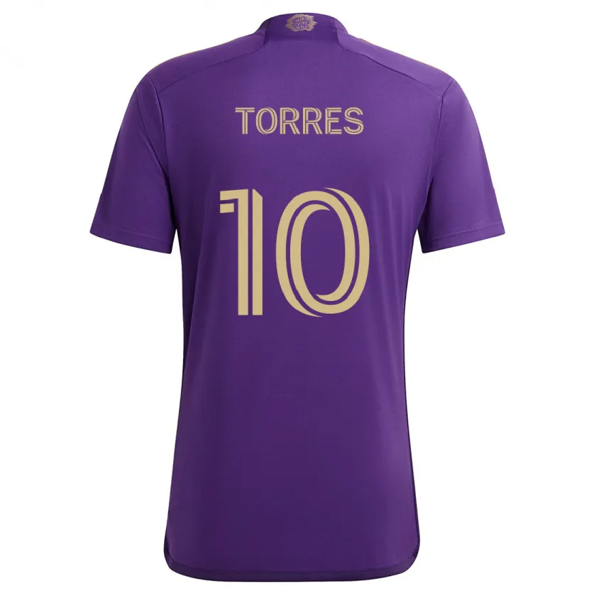 Danxen Niño Camiseta Facundo Torres #10 Púrpura Amarillo 1ª Equipación 2024/25 La Camisa