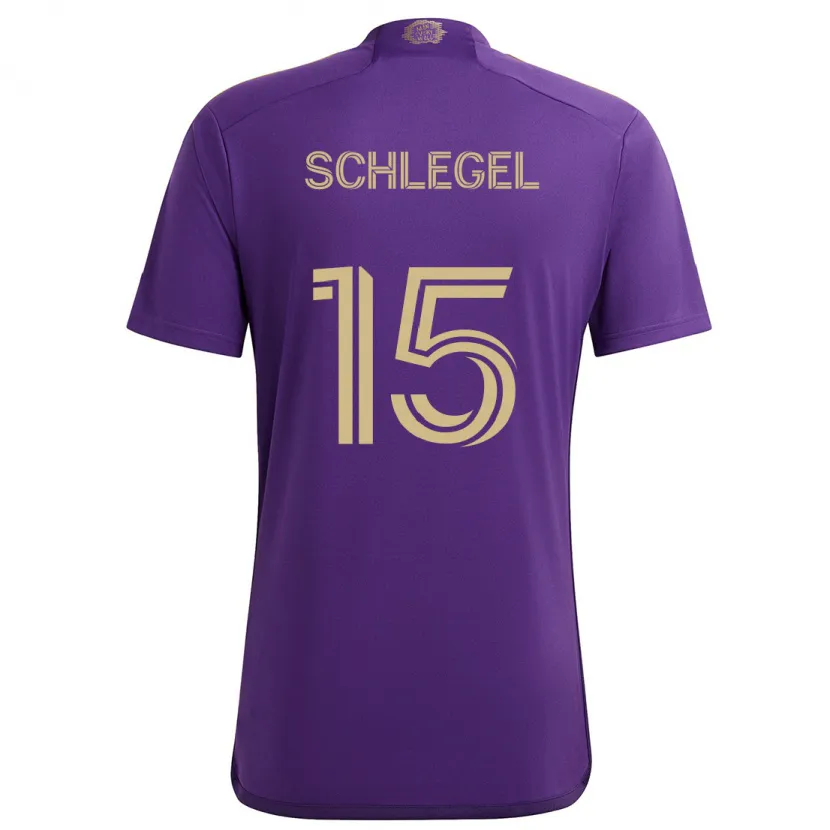 Danxen Niño Camiseta Rodrigo Schlegel #15 Púrpura Amarillo 1ª Equipación 2024/25 La Camisa