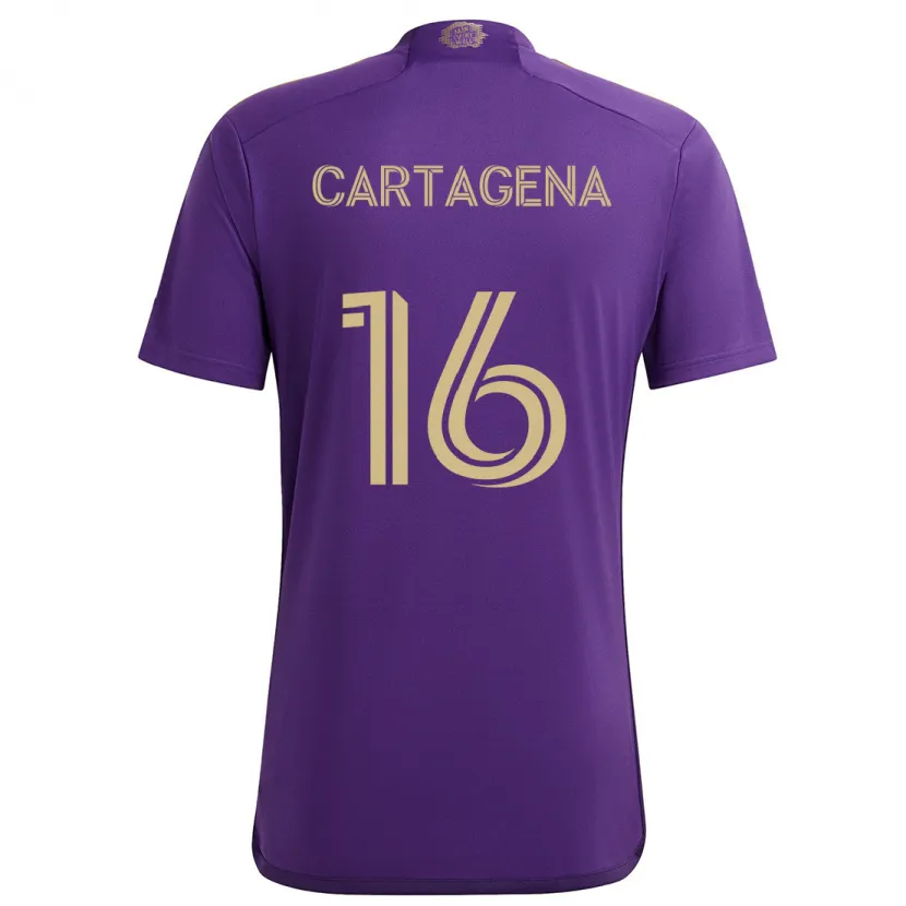 Danxen Niño Camiseta Wilder Cartagena #16 Púrpura Amarillo 1ª Equipación 2024/25 La Camisa