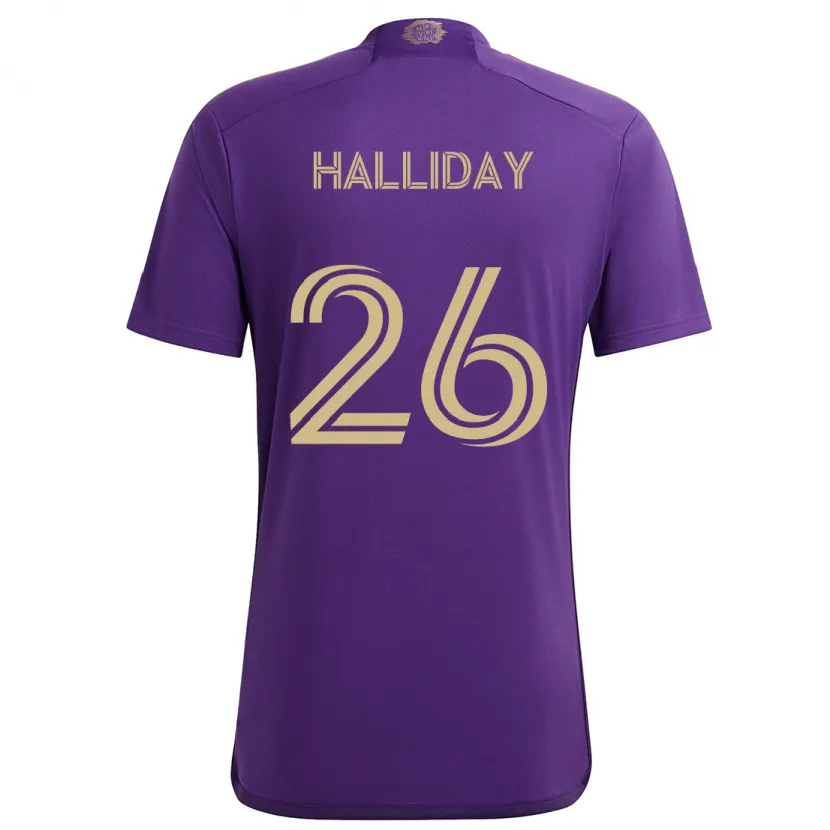 Danxen Niño Camiseta Michael Halliday #26 Púrpura Amarillo 1ª Equipación 2024/25 La Camisa